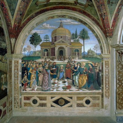 神殿での議論（フレスコ画 作： Bernardino di Betto Pinturicchio