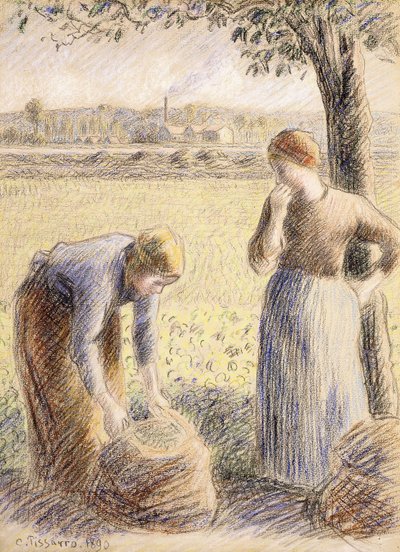 ピッカー;ピッキング、1890 作： Camille Jacob Pissarro