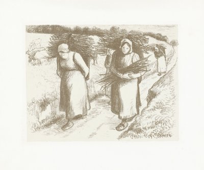 女性はホモの束を運ぶ Porteuses de Bassoons 作： Camille Jacob Pissarro