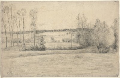 エラニーの木々と牧草地 作： Camille Pissarro