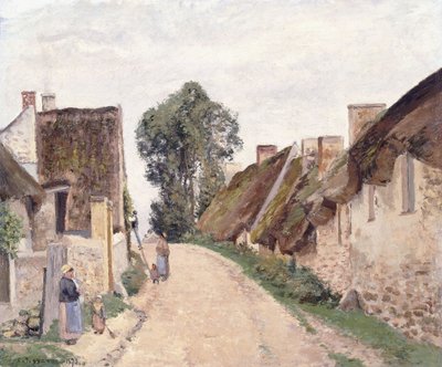 オーヴェルシュルオワーズ、ヴィレッジストリート1873 作： Camille Jacob Pissarro