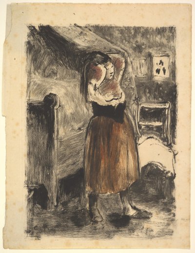 彼女の髪をアレンジする女性、1894。 作： Camille Jacob Pissarro