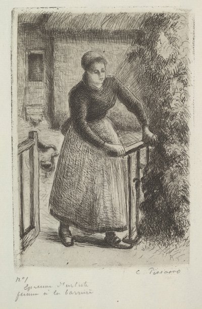 門の女、1889年。 作： Camille Jacob Pissarro