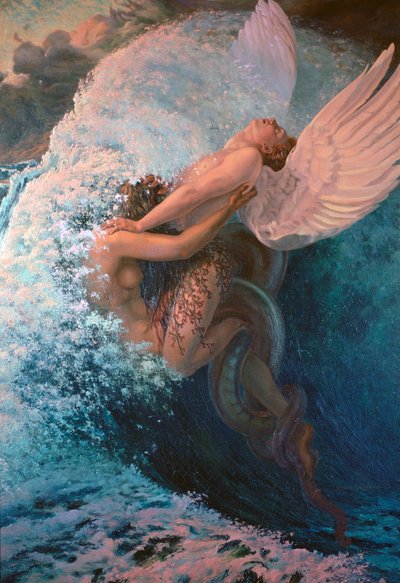 脾臓と理想、1907 作： Carlos Schwabe