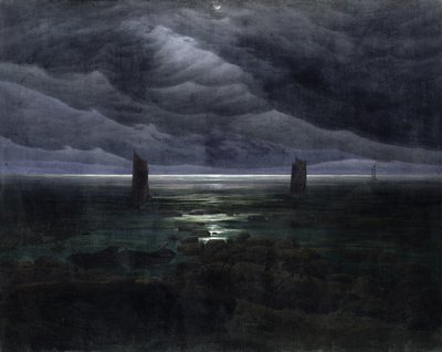 月明かりの下で海岸 作： Caspar David Friedrich