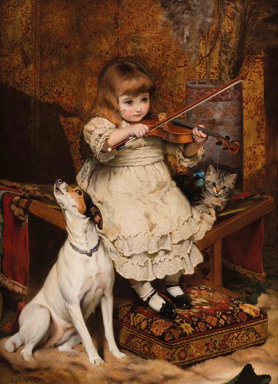 小さなバイオリニスト、1887年。 作： Charles Burton Barber