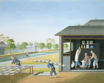 磁器の製造、中国、1820年 作： Chinese School