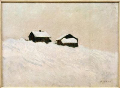 雪の中、ノルウェーの家 作： Claude Monet