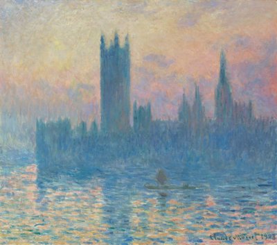 国会議事堂、日没 作： Claude Monet