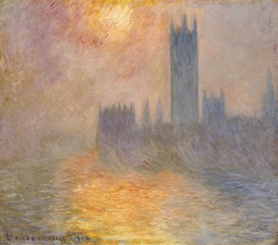 国会議事堂、日没、1904 作： Claude Monet