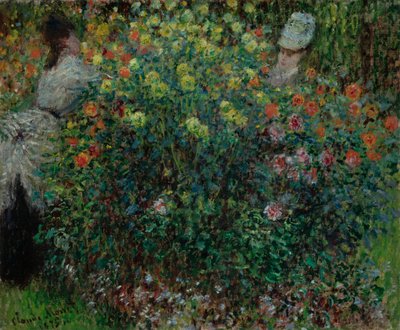 花の中の二人の女性、1875 作： Claude Monet