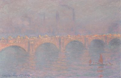 ウォータールー橋、ベールに包まれた太陽 作： Claude Monet