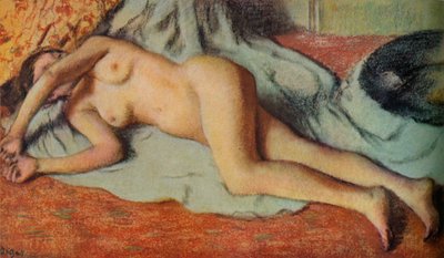 床に横たわる水浴び、c1885 作： Edgar Degas