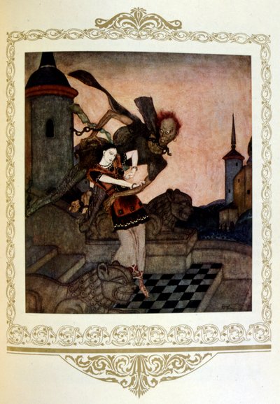 イラスト「囚われの王女。デュラック作「セルビア」。 作： Edmund Dulac