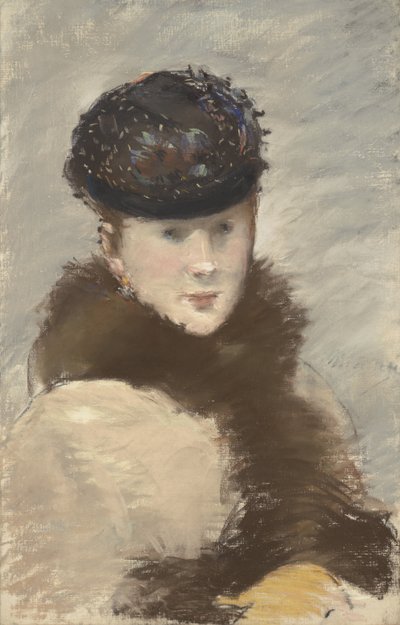 小さなトークを身に着けたメリーローラン、1882年 作： Édouard Manet