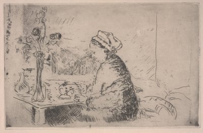 ブーケを持つ女」 1924年頃 （銅版画 作： Edouard Vuillard