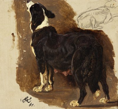 コリービッチ（油彩・鉛筆・カード 作： Edwin Landseer