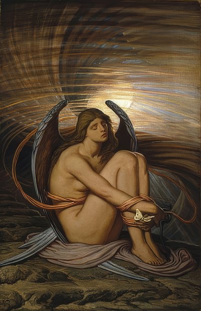 結ばれた魂。 1891-92 作： Elihu Vedder