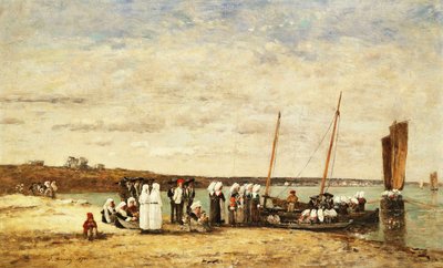 1870年にプルガステルから下船する漁師 作： Eugene Louis Boudin