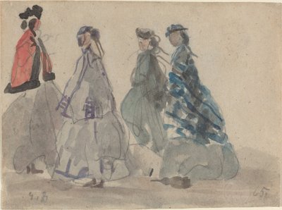 トルヴィルの 4 人の女性、1865 年。 作： Eugene Louis Boudin