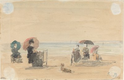 サンシェード、トルヴィル、1869年。 作： Eugene Louis Boudin