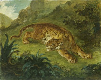 トラとヘビ、1854-1858。 作： Eugène Delacroix