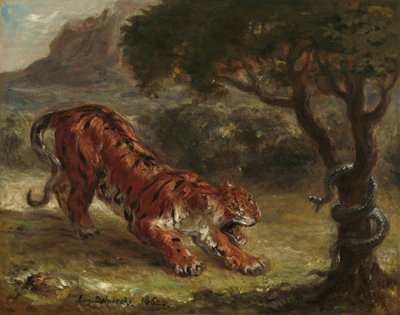 虎と蛇、1862年。 作： Eugène Delacroix