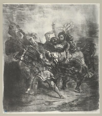 ゲッツの部下に襲われるヴァイスリンゲン, 1836-43., 1836-43. 作： Eugène Delacroix