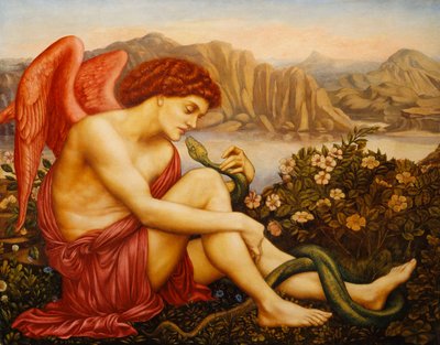 蛇と天使、 作： Evelyn De Morgan