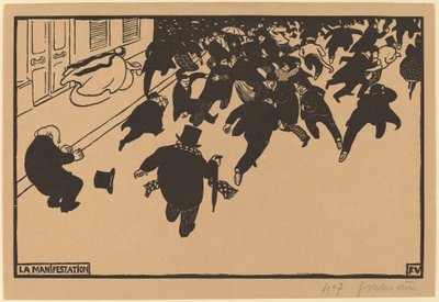 ラ・マニフェステーション デモンストレーション、1893年。 作： Félix Vallotton