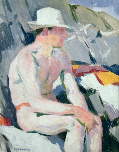 白い帽子の水浴び 作： Francis Campbell Boileau Cadell