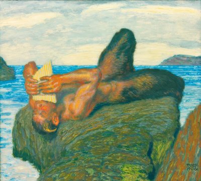 海で妖精を吹くシリンクス 作： Franz von Stuck