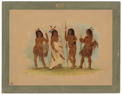 アパッチ族の酋長と三人の戦士 作： George Catlin