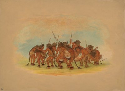 バッファローダンス - マンダン、1861年。 作： George Catlin