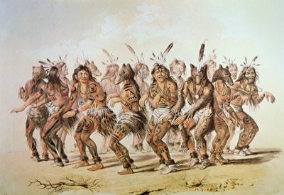 スー族の熊の踊り（カラーリトグラフ 作： George Catlin