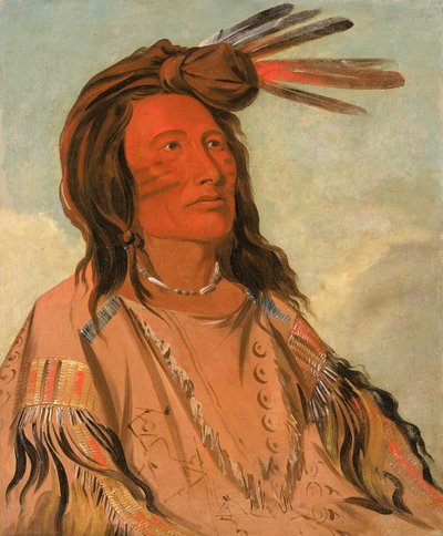 1832 年、オグララ族の酋長である義父のタバコ。 作： George Catlin