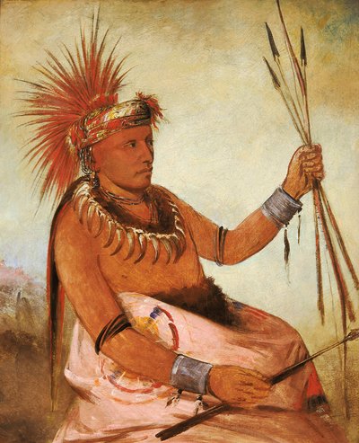 Wos-com-mun、忙しい男、勇敢な男、1832. 作： George Catlin