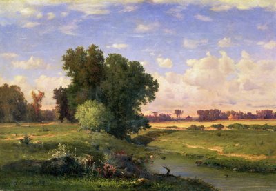 ハッケンサック草原、日没、1859 作： George Inness