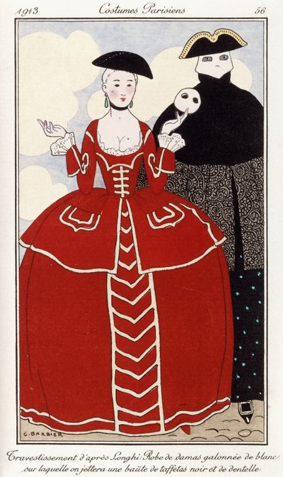 パリの服装：ロンギの仮装 作： Georges Barbier