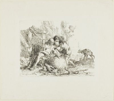 スケルツィより 二人の魔術師と子供 作： Giambattista Tiepolo