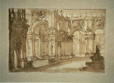 噴水のある宮殿のような中庭 作： Giovanni Battista Piranesi