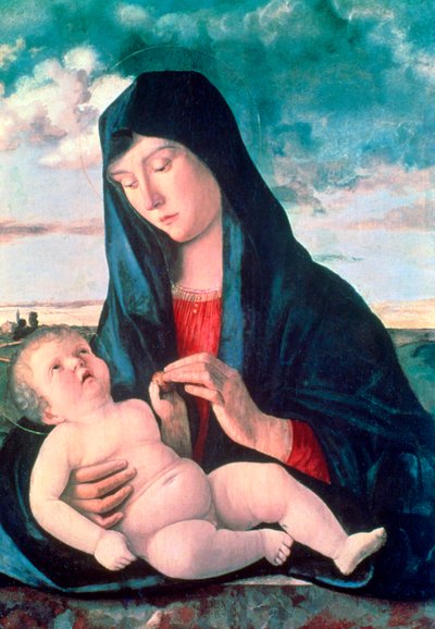 風景の中のマドンナと子供、c1480-1485。 作： Giovanni Bellini