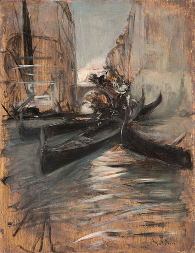 ゴンドラの運河、ヴェネツィア、イタリア、1910-14 作： Giovanni Boldini