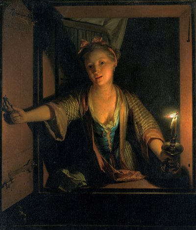 窓辺の少女」1663～1700年 作： Godfried Schalcken