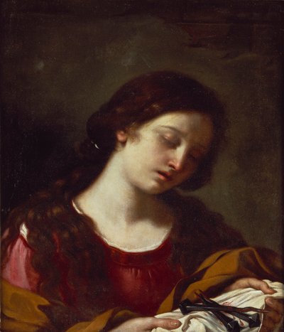 情熱の爪を熟考しているマグダレン 作： Guercino