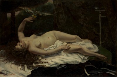 オウムを持つ女性、1866年。 作： Gustave Courbet