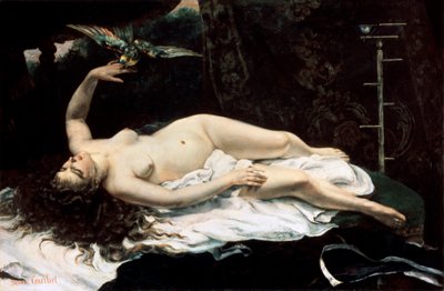 オウムを持つ女性、1866年。 作： Gustave Courbet