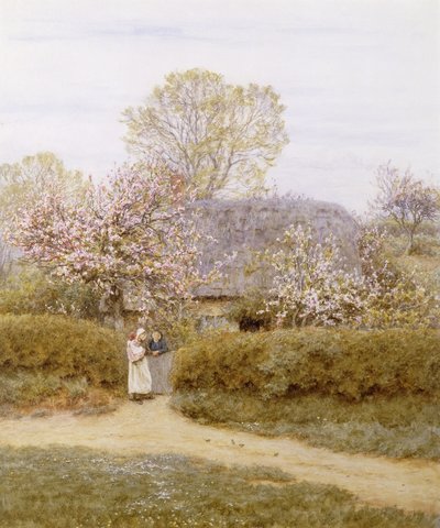 ワイト島のスクールグリーンで 作： Helen Allingham