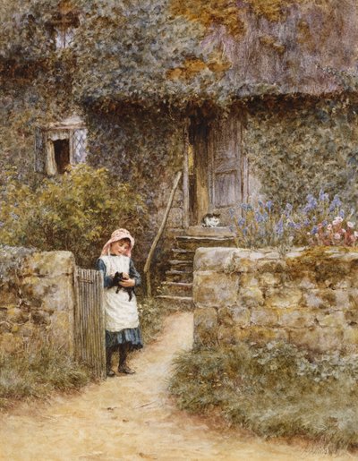 ガーデンゲート（スクラッチアウトのある水彩画） 作： Helen Allingham