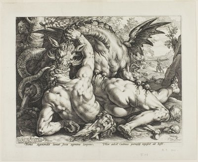 カドモスの仲間を食い尽くすドラゴン 作： Hendrick Goltzius